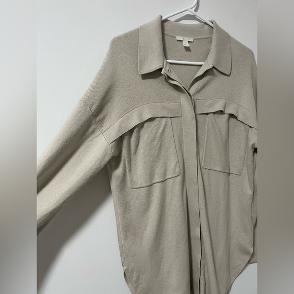 COS Grey Silk Knit Buttoned Long Cardigan Overshirt Oversized - Picture 3 of 8